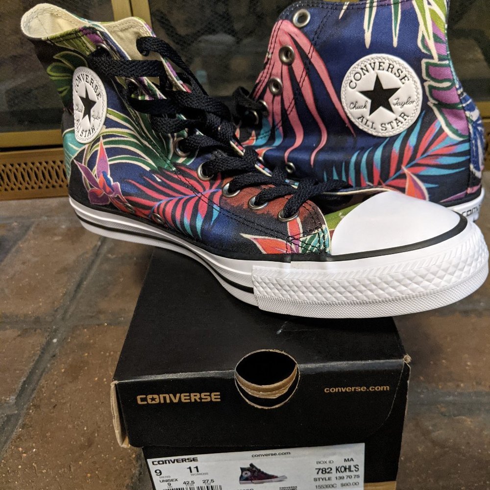 Converse Tropical Print High-tops, size 9
